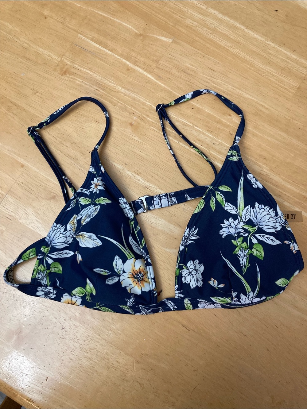 Forever 21 Navy Floral Triangle Bikini Top